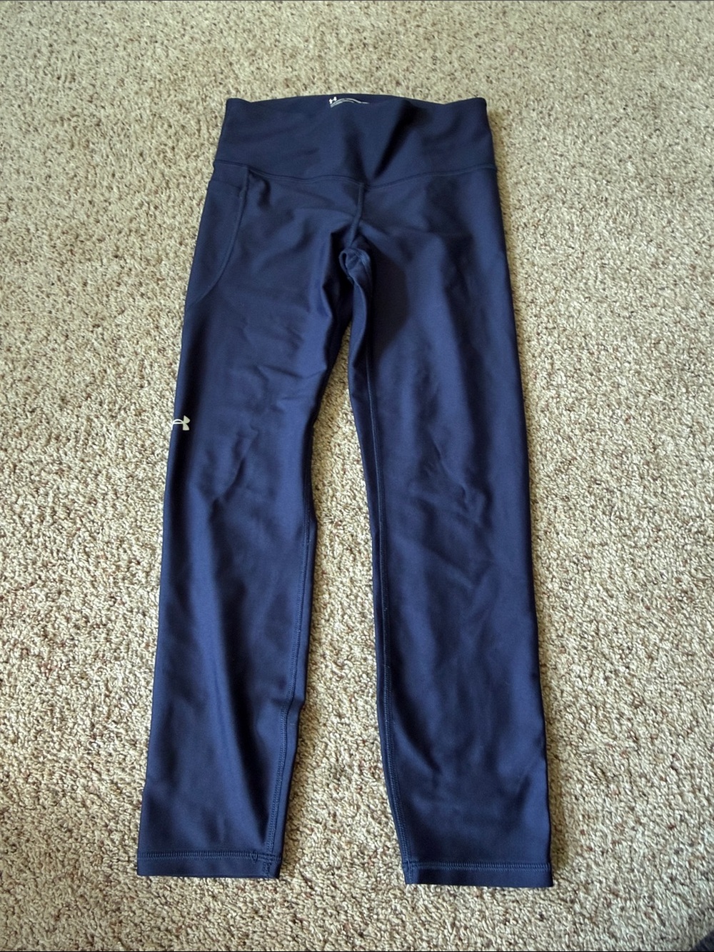 Under Armour Navy Leggings with White Logo